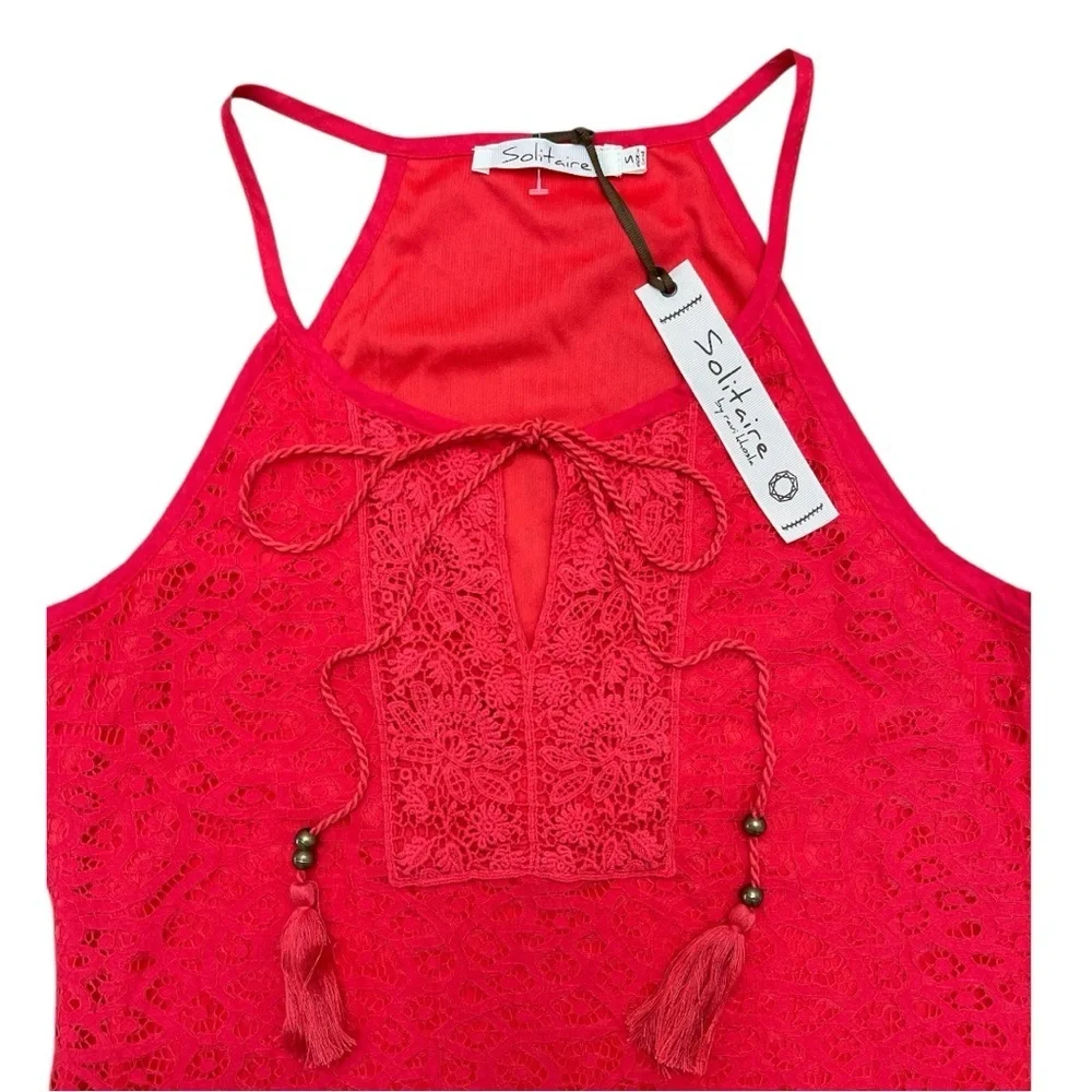 NWT Solitaire Red Lace Sleeveless Top | Size Small - Picture 3 of 5